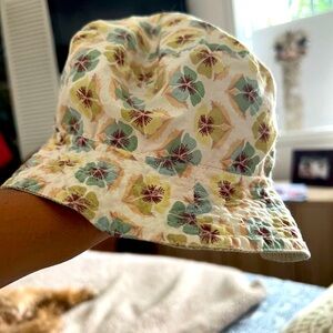 Papo d'Anjo Kids Floral Bucket Hat - Cream and Green